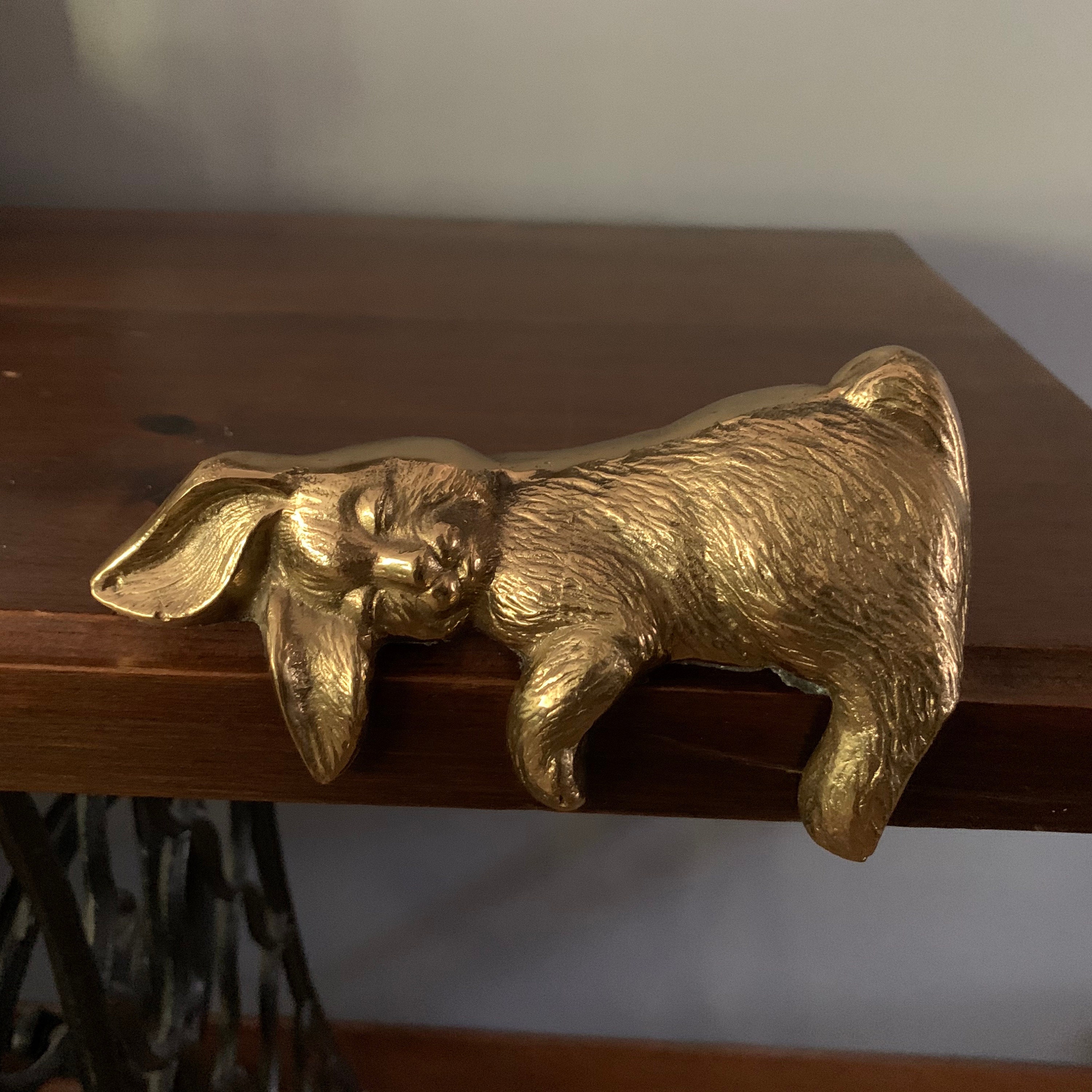 Vintage Solid Brass Sleeping Bunny Rabbit Mantle/shelf Sitter  Statue/figurine Made in Korea 