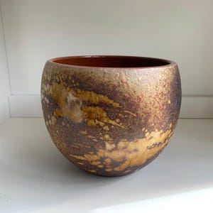 Vintage MCM Fat Lava Pottery Plant Pot: Speckled Glaze, W. Germany