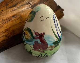 Vintage Hand Painted Tonala Pottery Decorative Egg - Mexico