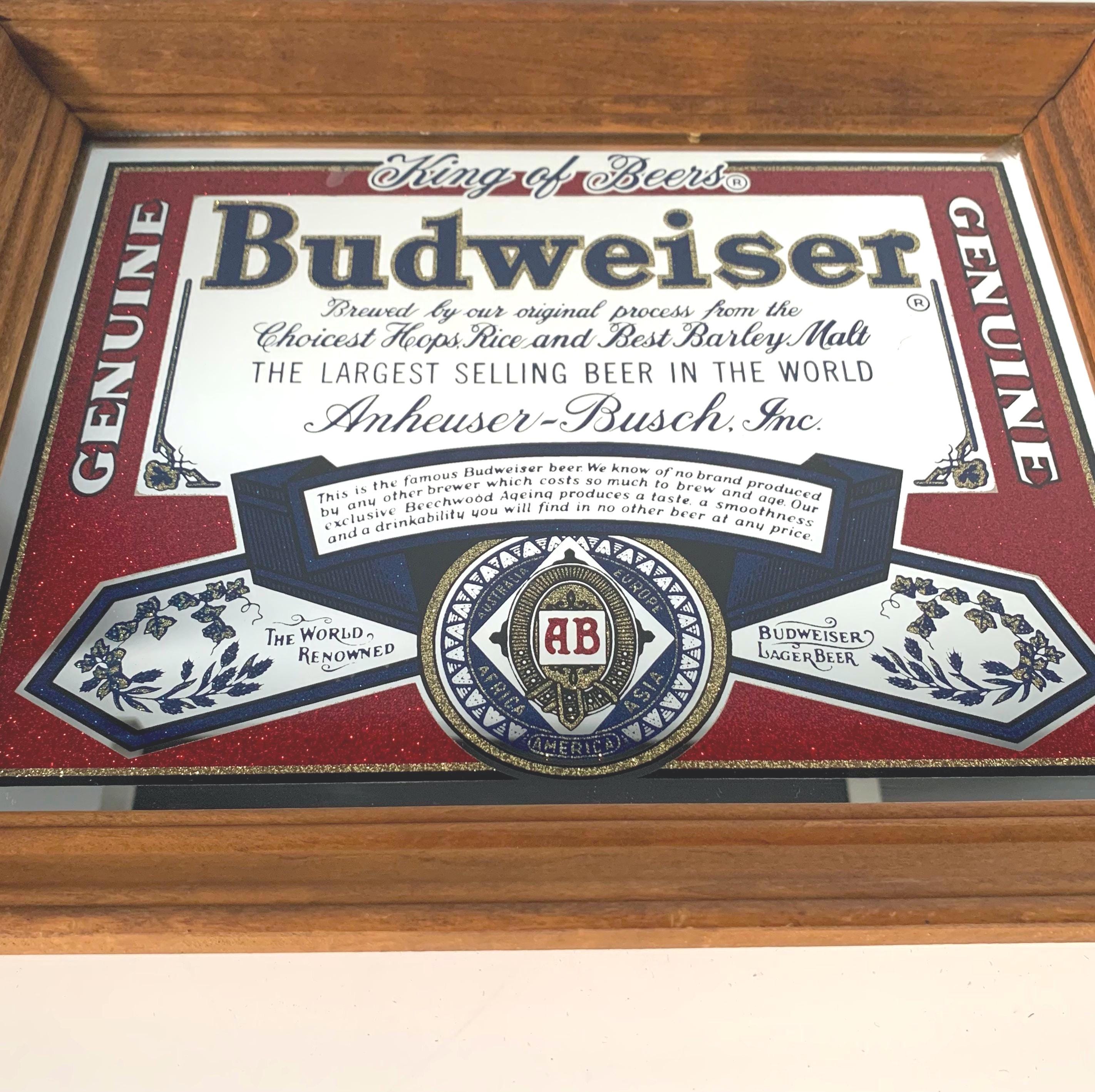 Budweiser KING OF BEERS パブミラー　ヴィンテージ　鏡 VINTAGE - Budweiser KING OF BEERS パブミラー ヴィンテージ 鏡