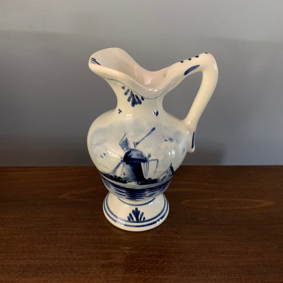 Vintage Delft Blue Holland Miniature Porcelain Pitcher With - Etsy