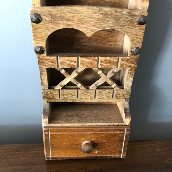 Vintage Wooden Letter Holder Mail Sorter Wall Decor With Drawer