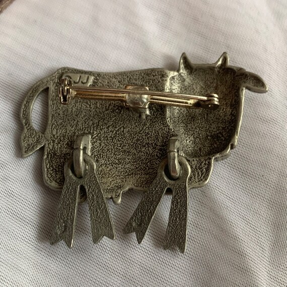 Vintage JJ Artifacts Silver/Pewter Tone Cow Brooch - image 5