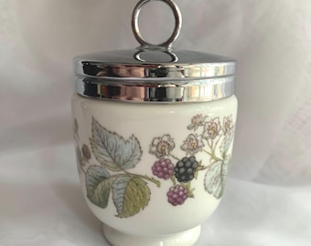 Vintage Royal Worcester Fine Porcelain Egg Coddler, made in England. Blackberries Pattern.
