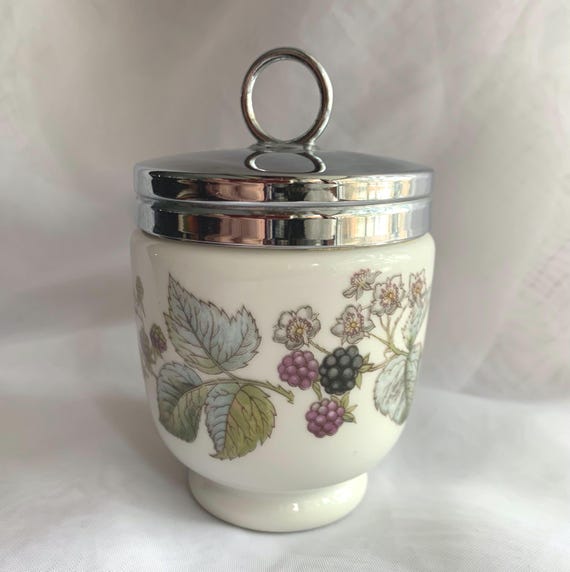 Vintage Royal Worcester Fine Porcelain Egg Coddler, made in England. Blackberries Pattern.