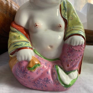 Vintage Hand Painted Porcelain Chinese Laughing Buddha Figurine/Statue image 6