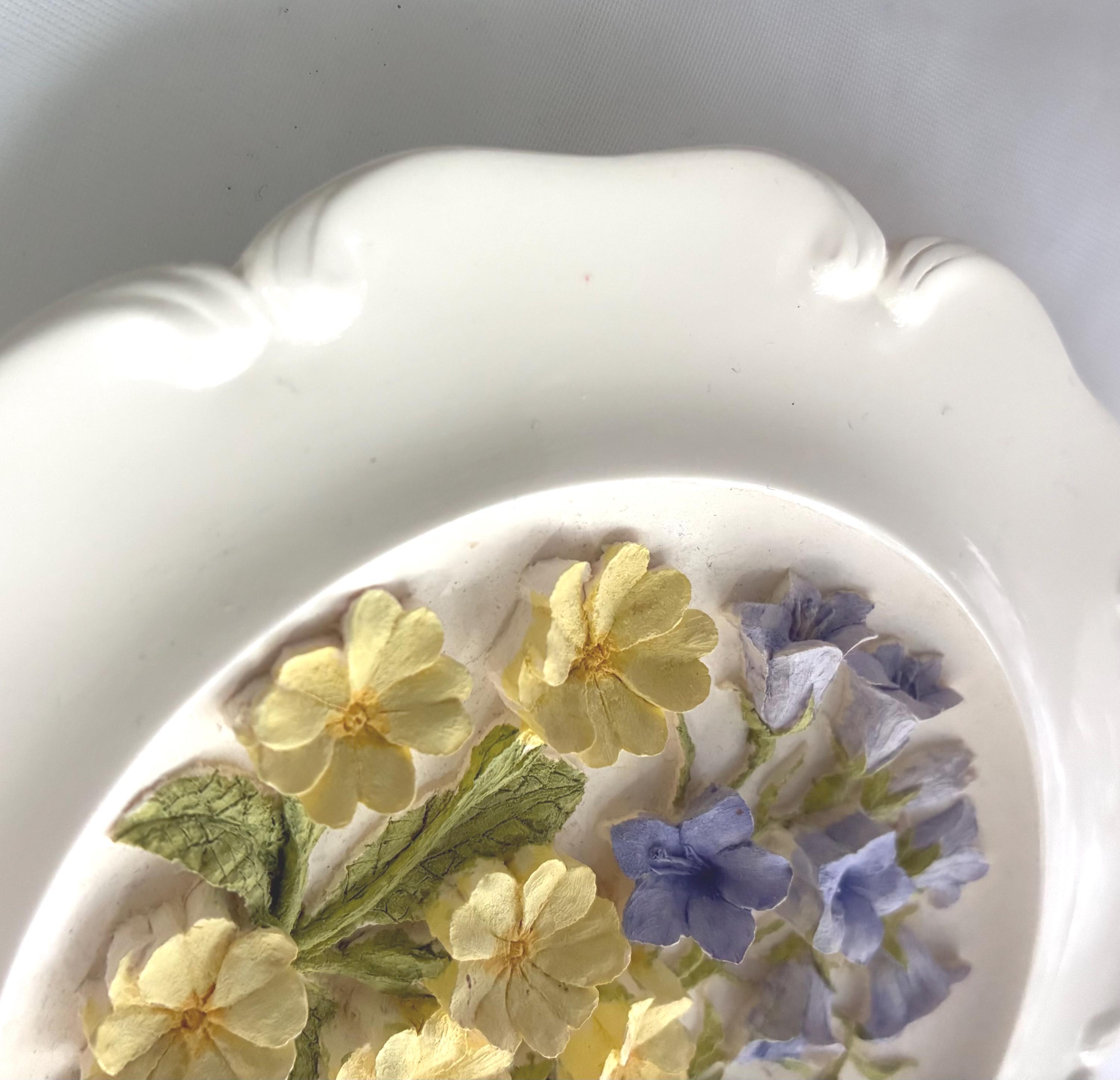 Vintage Watersmeet Studio Hand Painted Ceramic 3D Floral Relief