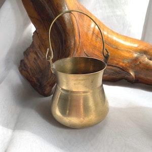 Vintage Small/Mini Brass Cauldron Pot with Handle