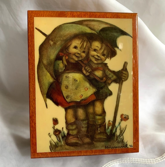 Vintage Hummel Children Wooden/footed Schmid Musical Jewelry