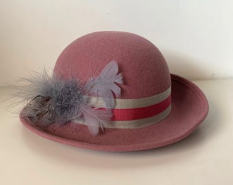 Bollman Doeskin Hat Black Ribbon Detail Mid Century Vintage  display picture 1