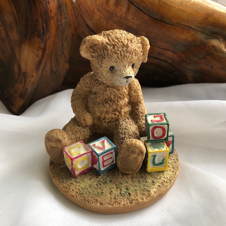 Vintage Tender Teddy Bears Collector Series Play Time Blocks Figurine 1992 Henry Wedemeyer Inc.