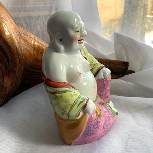 Vintage Hand Painted Porcelain Chinese Laughing Buddha Figurine/Statue image 4