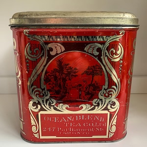 Vintage Ocean Blend Tea Co. Ltd Hinged Tin Container