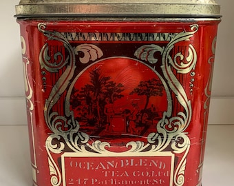 雑貨 インテリア Ocean Blend Indian and Ceylon Tea Tin  ティン缶 ビンテージ Ocean Blend Tea Tin: Indian & Ceylon Style Metal - Etsy Canada