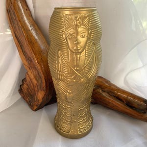 Vintage Hand Blown Luxor Egyptian/King Tut/Sarcophagus Glass Vase - Made in Mexico
