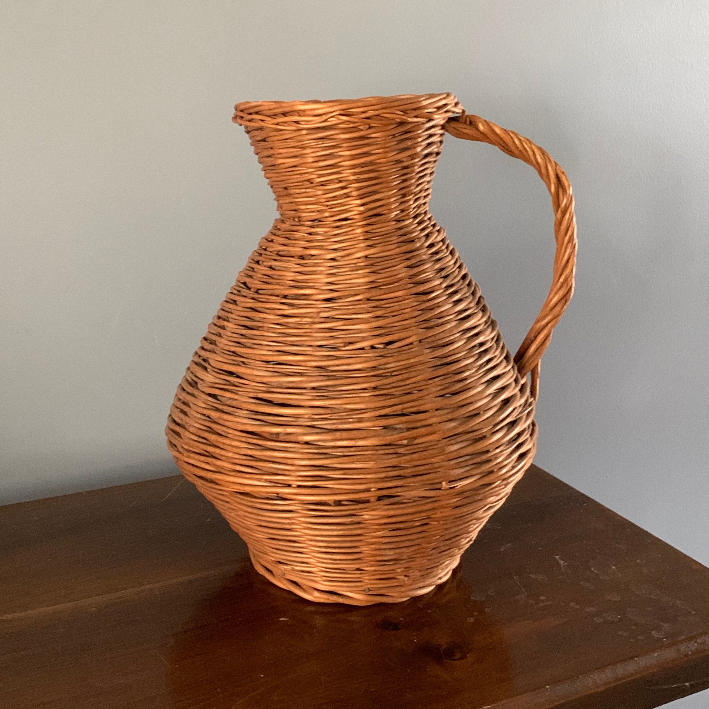 Vintage Large Wicker Pitcher/vase Made in Yugoslavia Etsy