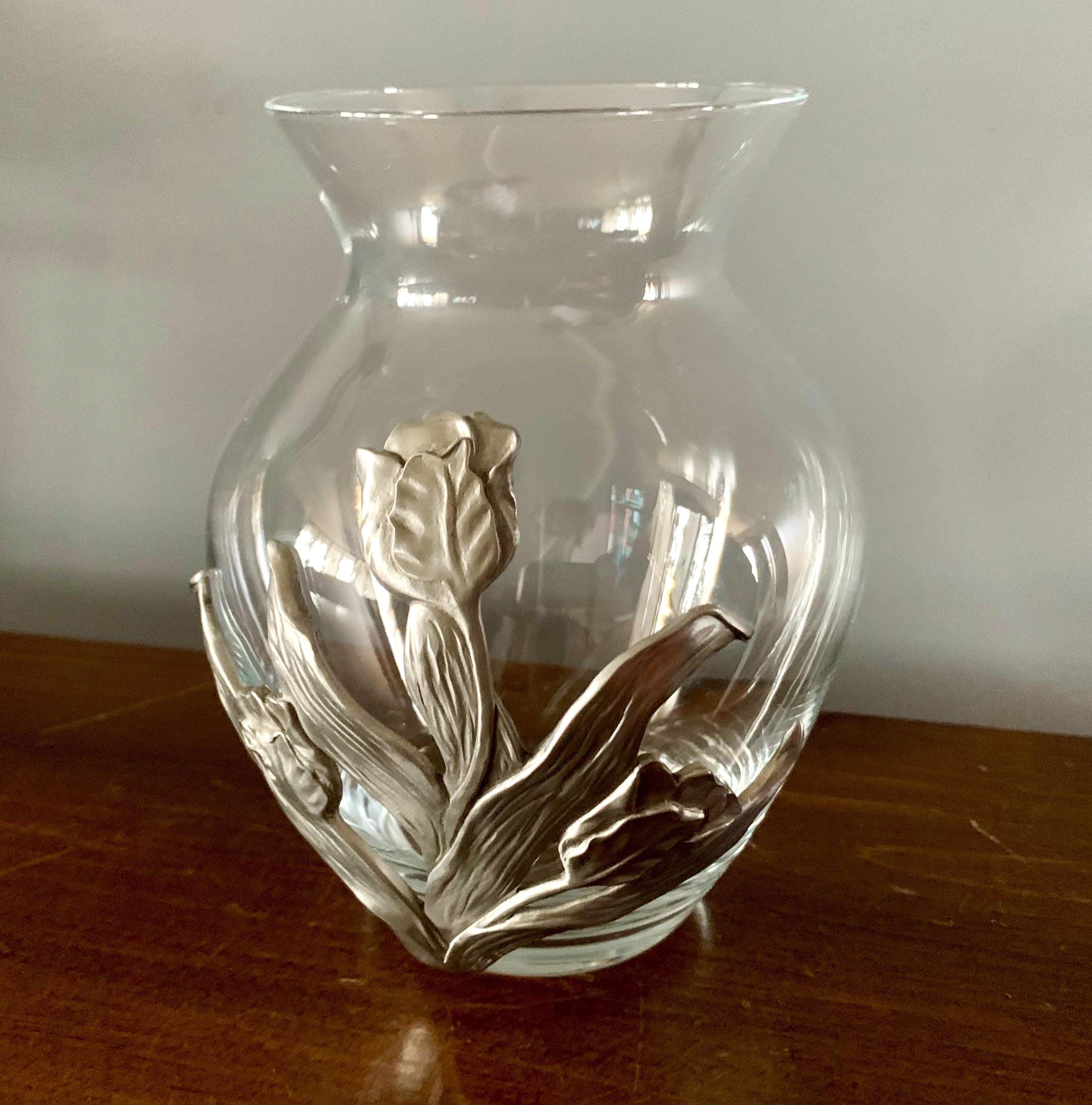 Vintage Seagull Canada Pewter Clear Glass Vase 1992 - Etsy Canada