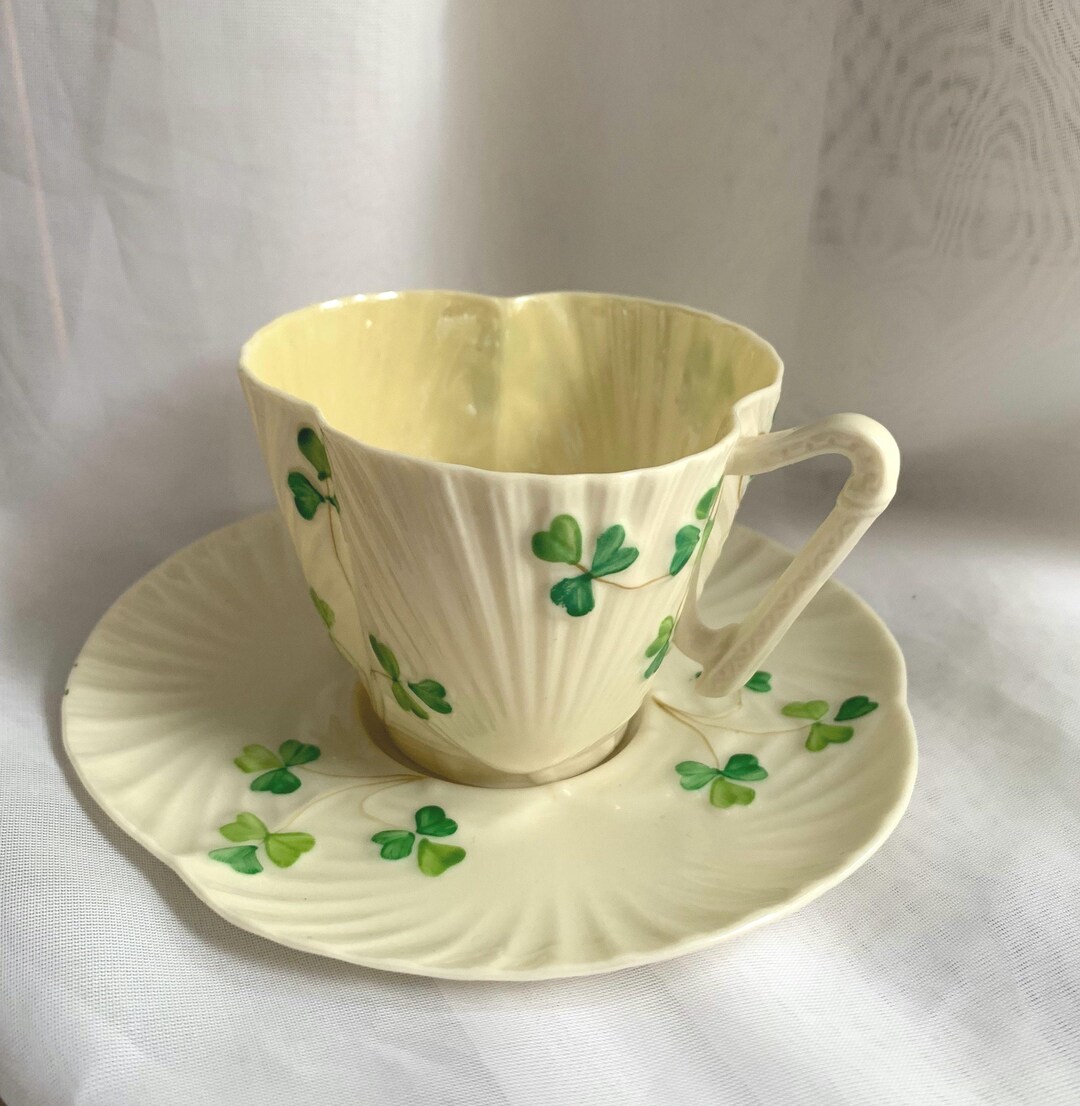 Belleek ベリーク カップ＆ソーサー リンペットパターン ○po-24/Belleek ベリーク カップ＆ソーサー「トリダクナ