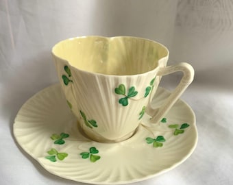 Belleek ベリーク カップ＆ソーサー リンペットパターン ○po-24/Belleek ベリーク カップ＆ソーサー「トリダクナ