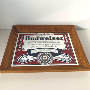 Vintage Wood Framed Glitter/sparkle Budweiser King of Beers Mirror