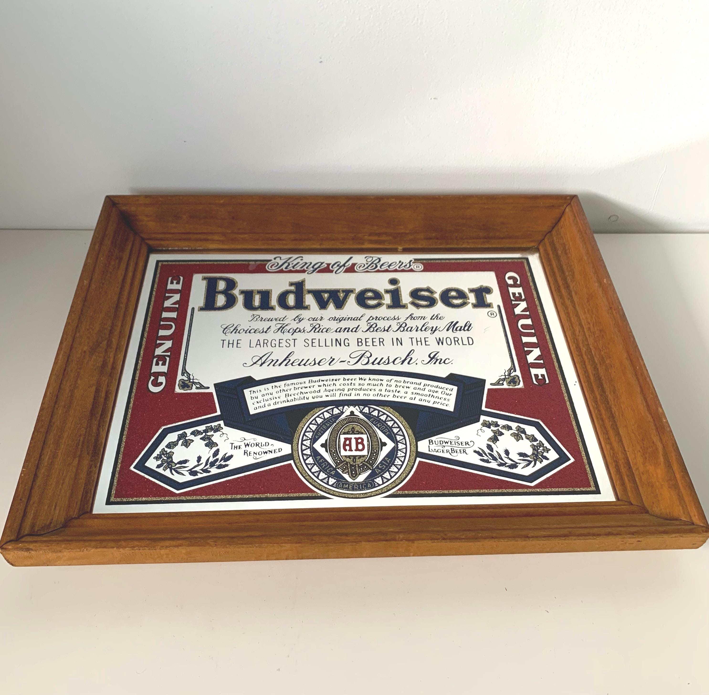 Budweiser KING OF BEERS パブミラー　ヴィンテージ　鏡 Vintage Wood Framed Glitter/sparkle Budweiser King of Beers