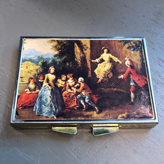 Vintage Gold Tone 5 Compartment Victorian Scene Pill Box | Etsy