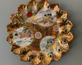 Antique Vintage Hand Painted Moriage Pierced Reticulated Porcelain Japanese Kutani Wall Plate