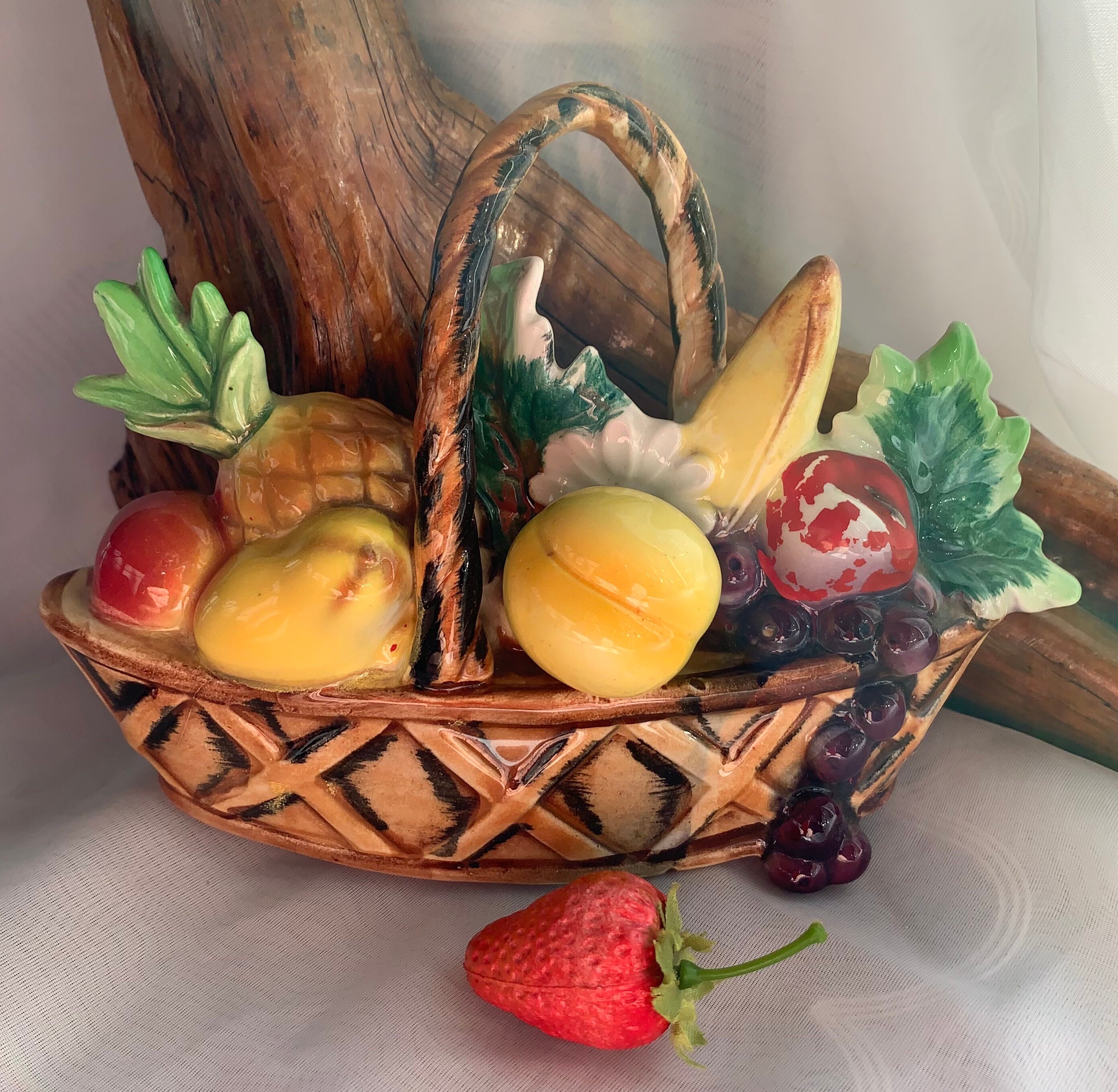 Vintage Mcm Japan 3D Ceramic Wall Fruit Basket Plaque - Etsy