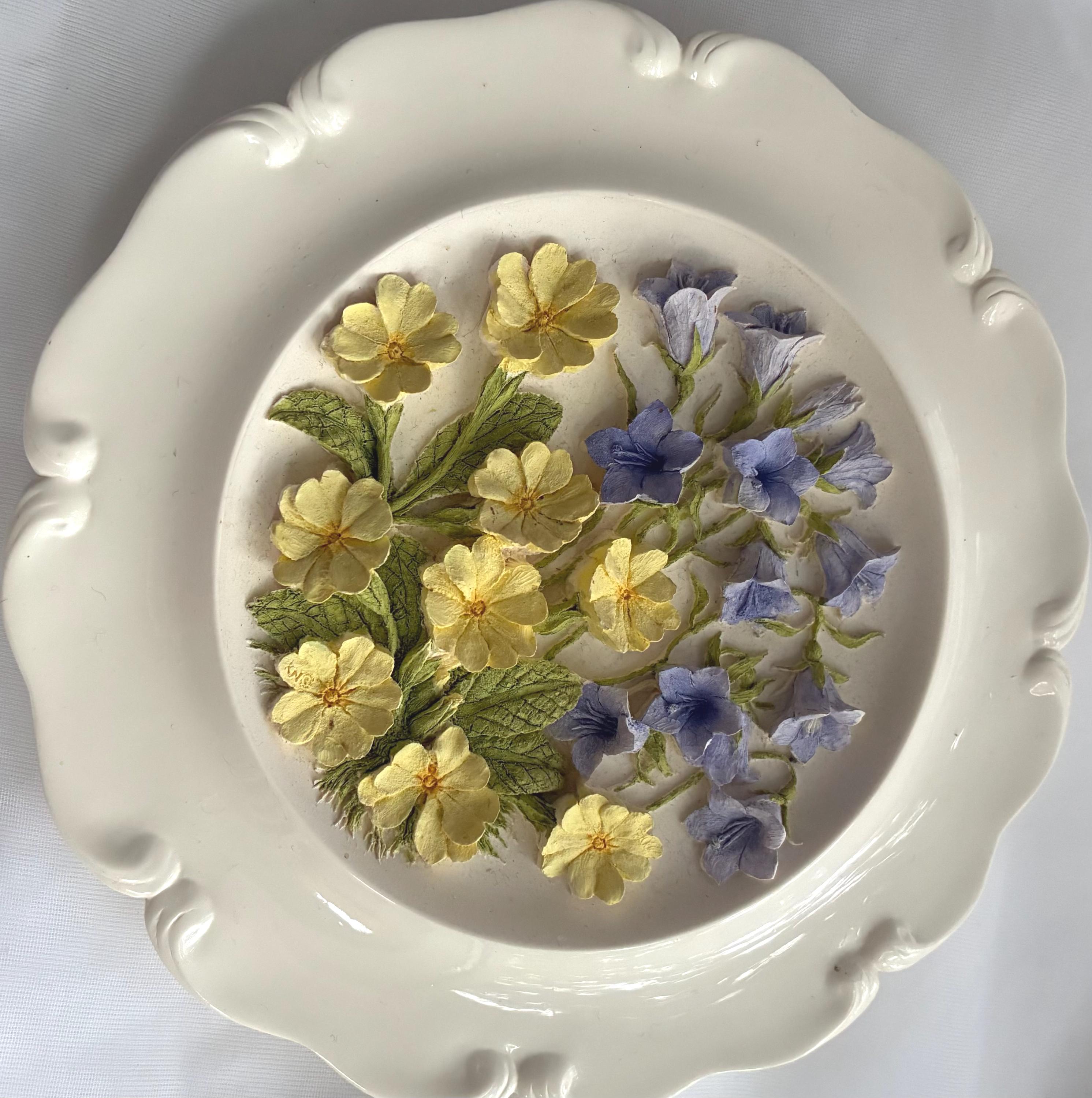 Vintage Watersmeet Studio Hand Painted Ceramic 3D Floral Relief