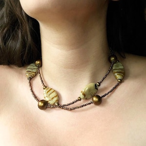 Vintage 2 Strand Glass Beaded Necklace - Signed Chico&#39;s