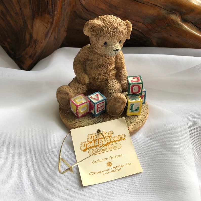 Vintage Tender Teddy Bears Collector Series Play Time Blocks Figurine 1992 Henry Wedemeyer Inc.