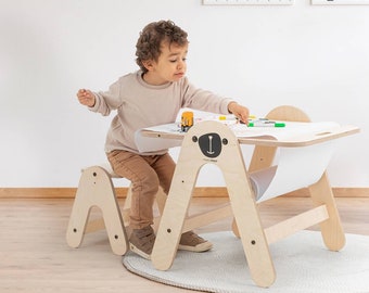 Montessori wooden kids play table set with Writing Board, Toddler table set, Preschool Learning table or chair, Play table Table for Kids
