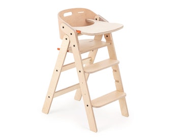 Folding wooden highchair, Lightest Foldable Stool, Adjustable Height, wood feeding chair, Toddler Montessori chair, Stool for Child