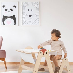 Montessori wooden kids play table set with Writing Board, Toddler table set, Preschool Learning table or chair, Play table Table for Kids immagine 4