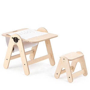 Montessori wooden kids play table set with Writing Board, Toddler table set, Preschool Learning table or chair, Play table Table for Kids image 2