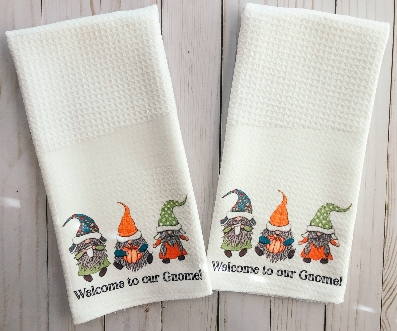 Fall Gnomes Dish Towel Seasonal Gnome Kitchen Towel Etsy