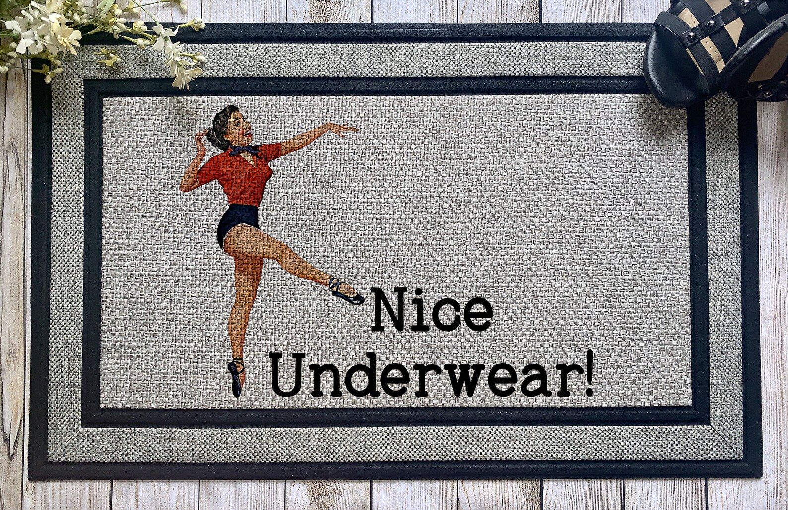 Funny Doormat Nice Underwear Mid Century 50's Etsy