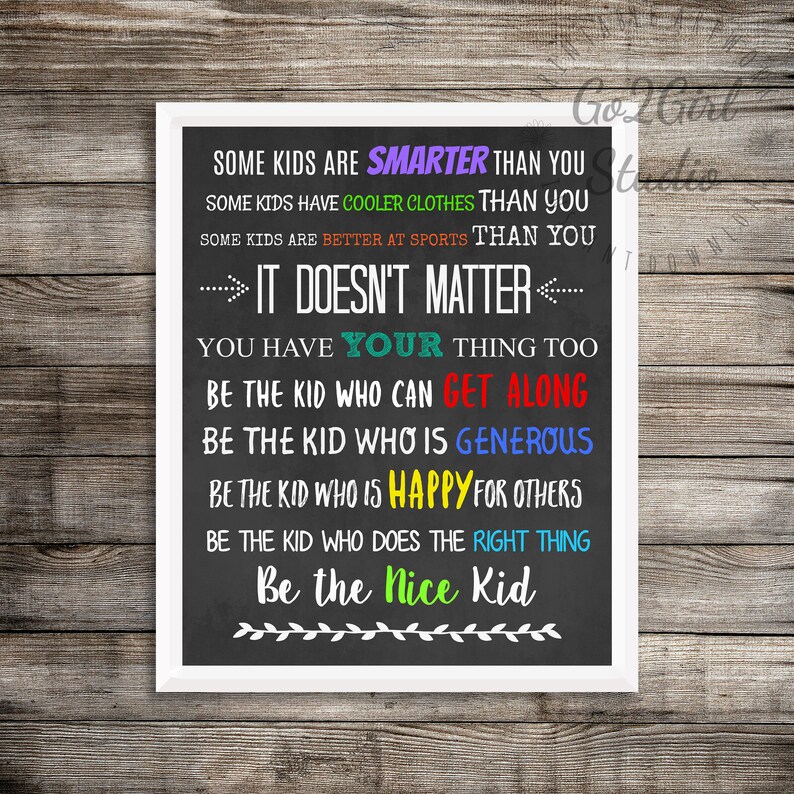 Be the Nice Kid Printable Poster Teacher Classroom Poster | Etsy