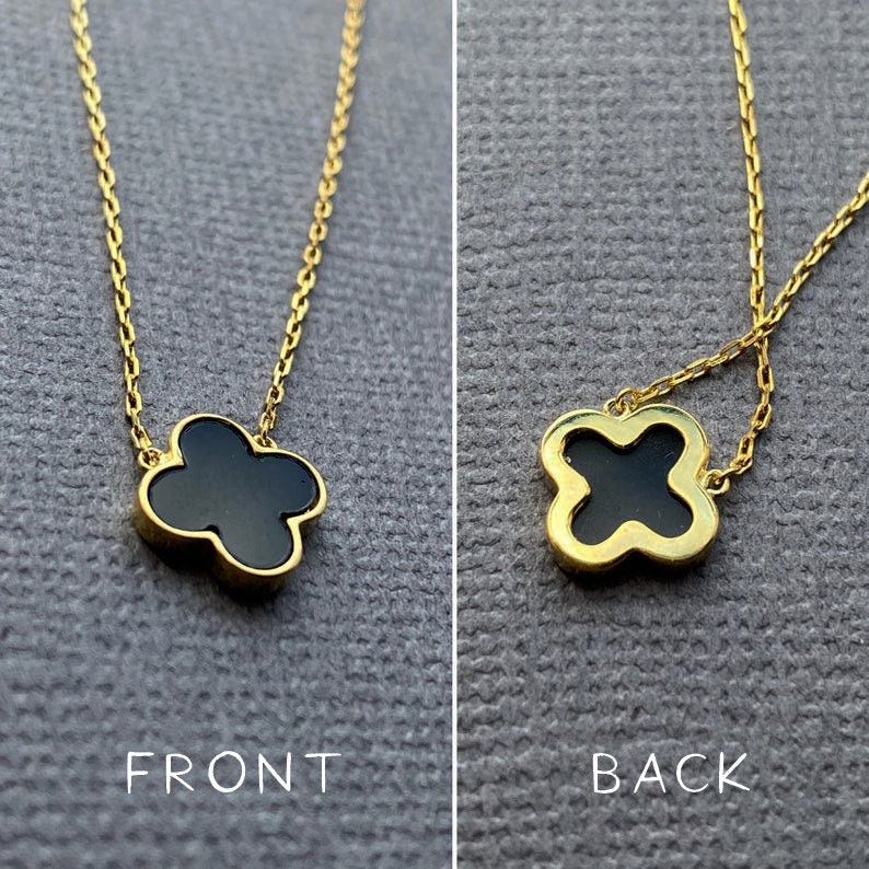 Black clover necklace four leaf clover necklace clover Etsy