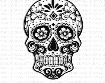 sugar skull svg etsy