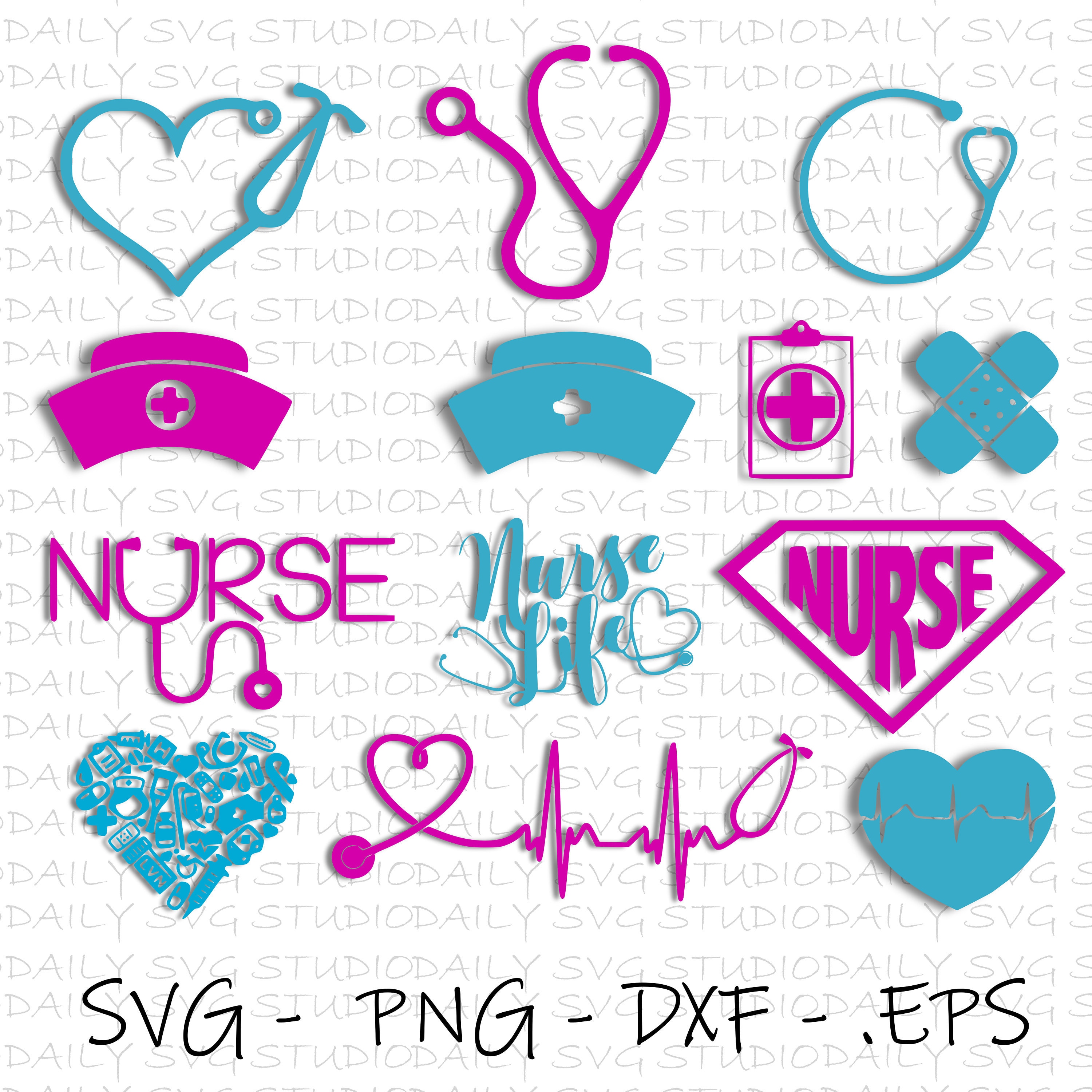 Download Nurse SVG Bundle RN svg Nurse Monogram SVG Eps dxf png | Etsy