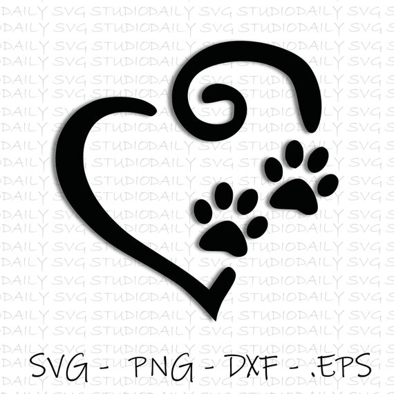 Paw Prints Heart SVG Dog SVG Digital Cut File For Silhouette | Etsy