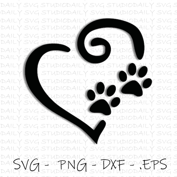 Download Paw Prints Heart SVG Dog SVG Digital Cut File For Silhouette | Etsy