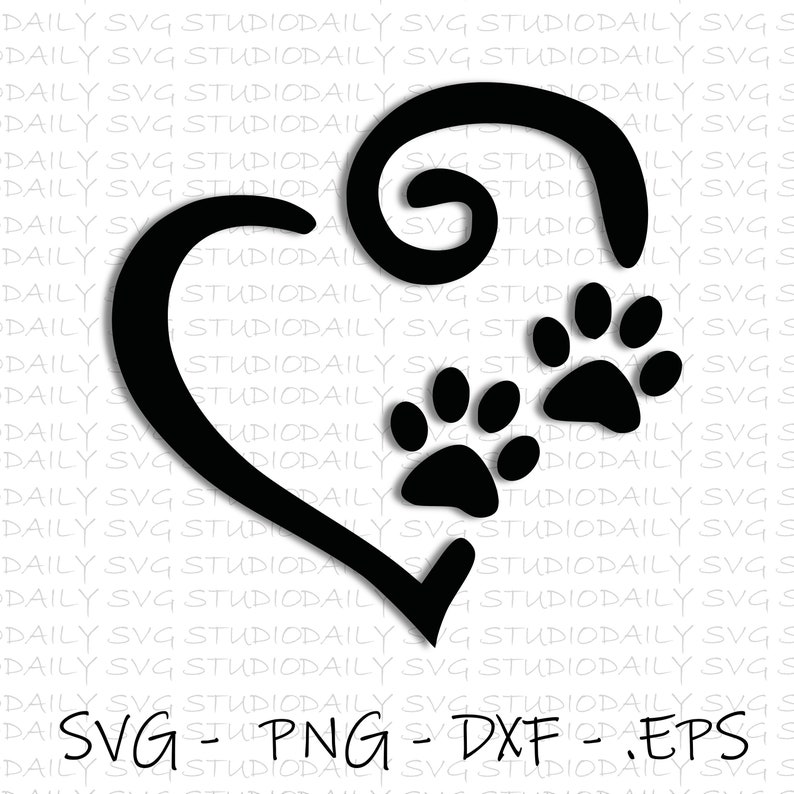 Download Paw Prints Heart SVG Dog SVG Digital Cut File For ...