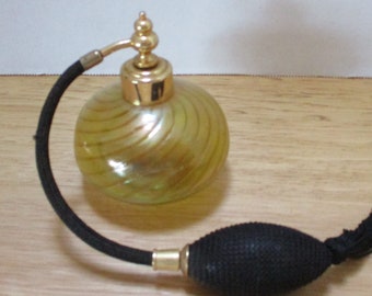 Vintage Perfume Atomizer golden color glass