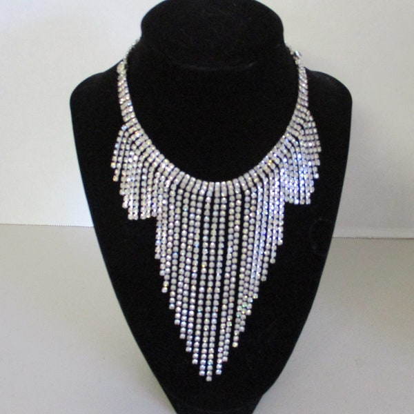 Vintage Rhinestone Waterfall Necklace