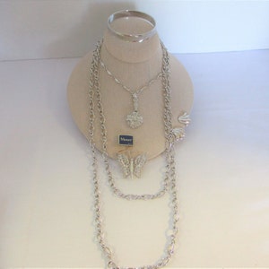 Elegant Monet Silver Jewelry Bundle - Vintage Retro Finds, Statement Accessories & Timeless Elegance