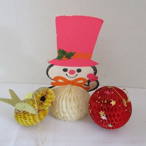 Vintage Honeycomb Paper Ornaments from Japan -  Decorative Party & Holiday Decor, Unique Retro Hanging Decorations
