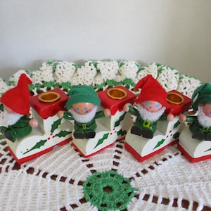 Vintage Wooden Elf Candle Holders Made in Taiwan – Handcrafted Holiday Decor, Rustic Elf Figurines for Christmas & Seasonal Display