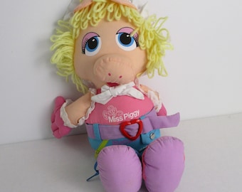 Vintage Baby Miss Piggy Doll | Learning Fabric Toy | Soft Plush Keepsake